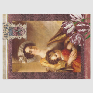 Vintag Floral Woman Burgund Wilhelm Tell Seidenpapier