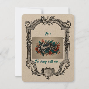 Vintag florale Freundschaft Flat Dankeschön Karte 
