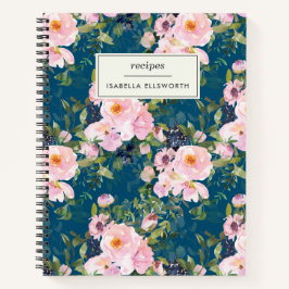 Vintag Florals in Blush Personalisiertes Rezept Notizbuch