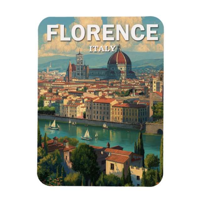 Vintag Florenz Italien Skyline Travel Magnet (Vertikal)