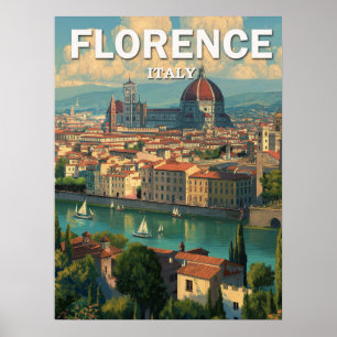 Vintag Florenz Italien Skyline Travel Poster