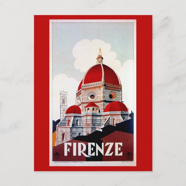 Vintag Florenz Italienisches Reiseplakat Postkarte (Vorderseite)