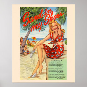 Vintag Florida 1940er Sand in My Shoes Poster