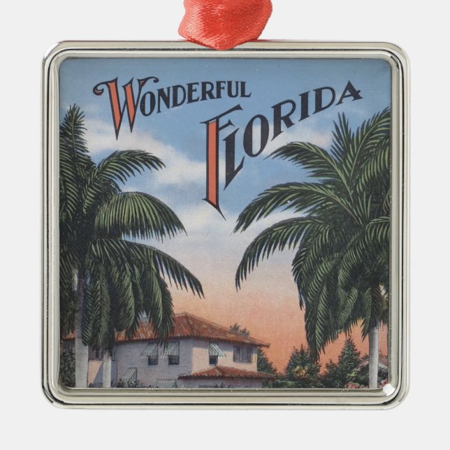 Vintag Florida Broschüre Ornament Aus Metall (Vorne)