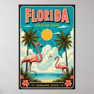 Vintag Florida Flamingo Reiseposter Poster