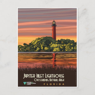 Vintag Florida Jupiter Inlet Lighthouse Postkarte