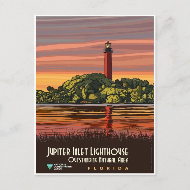 Vintag Florida Jupiter Inlet Lighthouse Postkarte (Vorderseite)