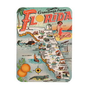 Vintag Florida Map Grüße aus Florida Magnet