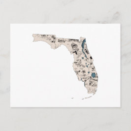 Vintag Florida Picture Map Staat Diagramm Postkarte