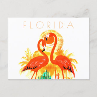 Vintag Florida Reise Postcard Flamingos Mitte Postkarte