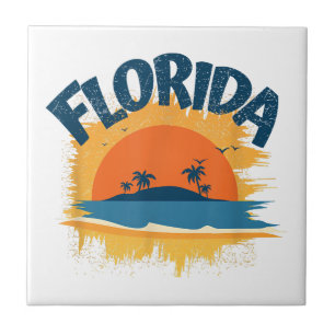 Vintag Florida Retro T-Shirt Design Sonnenschein Fliese