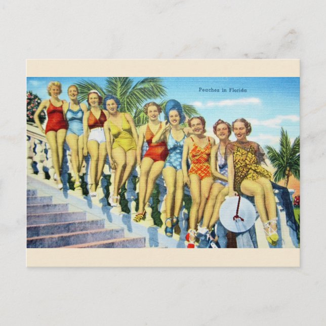Vintag Florida Swimsuit Schöne Postkarte (Vorderseite)