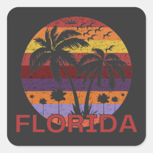 Vintag Florida USA Summer Beach Quadratischer Aufkleber