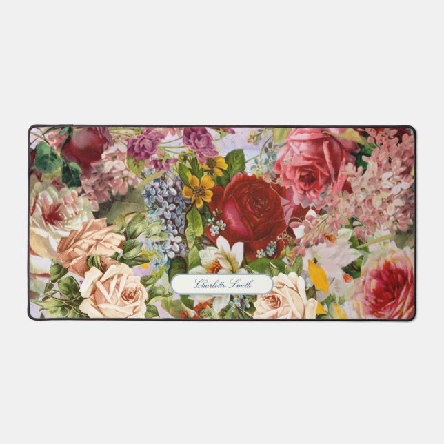 Vintag floriferous 2 Collage Schreibtischunterlage (Vorderseite)