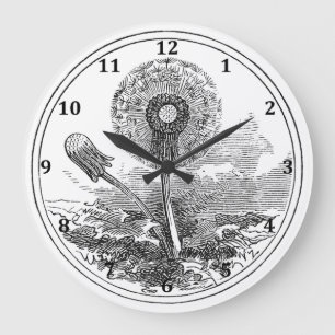 Vintag Fluffy Dandelion Große Wanduhr