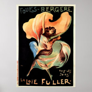 Vintag FOLIES BERGERE Art Nouveau Women Button up Poster