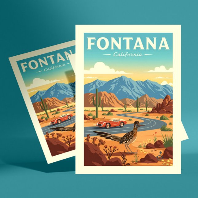 Vintag Fontana California Postkarte (Von Creator hochgeladen)