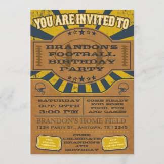 Vintag Football Geburtstagsparty Einladung Gelb
