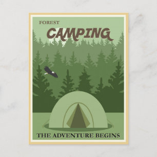 Vintag Forest Camping Postkarte