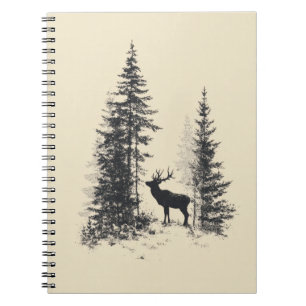 Vintag Forest Elk Silhouette Sketch Notebook Notizblock