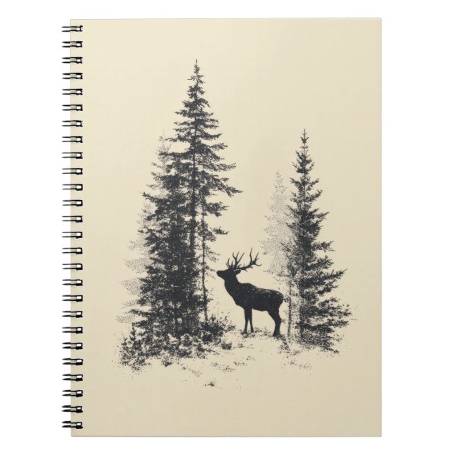 Vintag Forest Elk Silhouette Sketch Notebook Notizblock (Vorderseite)