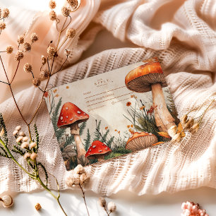 Vintag Forest Fungi Wedding RSVP Karte