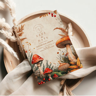 Vintag Forest Fungi Wedding Save The Date