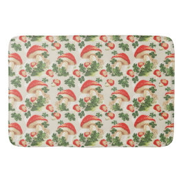 Vintag Forest Mushroom Lucky Clover Pattern Badematte