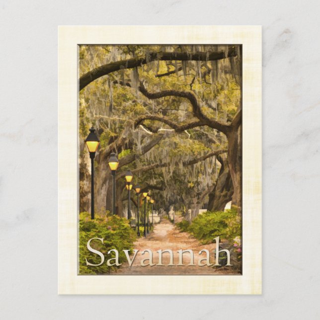 Vintag Forsyth Park - Savannah, GA Postkarte (Vorderseite)