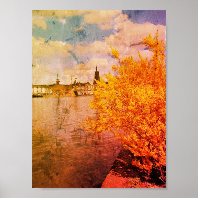 Vintag Forsythia Frankfurt City Poster (Vorne)