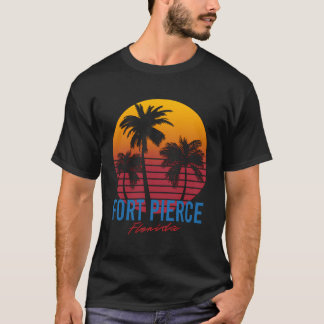 Vintag Fort Pierce Florida Palm Trees Sunset Fl R T-Shirt