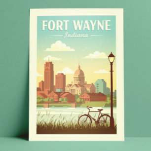 Vintag Fort Wayne Indiana Postkarte