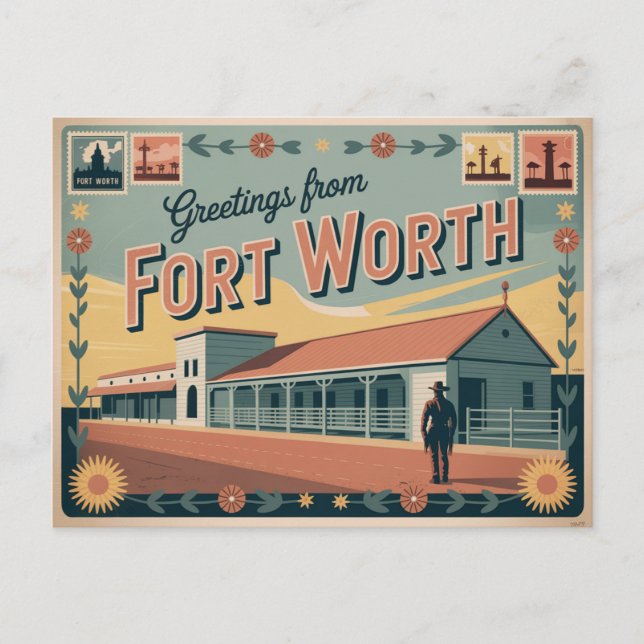 Vintag Fort Worth Postcard | Grüße Postkarte (Vorderseite)