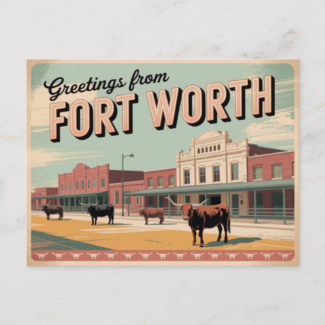 Vintag Fort Worth Postcard | Grüße Postkarte (Vorderseite)