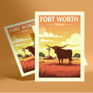 Vintag Fort Worth Postkarte