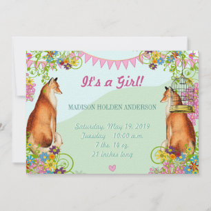 Vintag Fox Bunting Garden Baby Girl Ankündigung