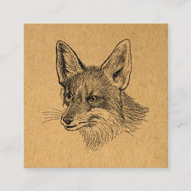 Vintag Fox Illustration Antique Begleitkarte (Vorderseite)