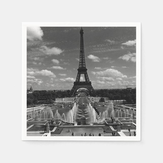 Vintag France Paris Fontains Tower Eiffel Serviette (Vorderseite)