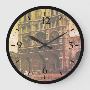 Vintag France Paris Notre Dame Kathedrale Large Cl Große Wanduhr