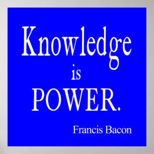 Vintag Francis Bacon Wissen ist Power Zitat Poster