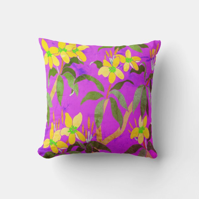 Vintag Frangipani Throw Kissen (Vorderseite)