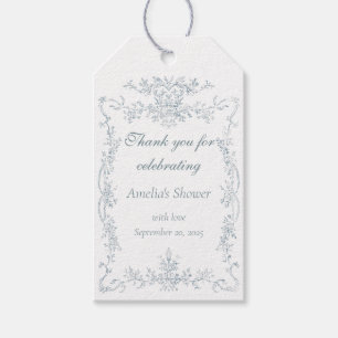 Vintag-Französisch-Blue-Frame-Bridal-Showe Geschenkanhänger