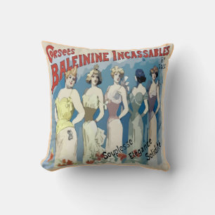 Vintag-Französisch-Corsets-Werbung Kissen