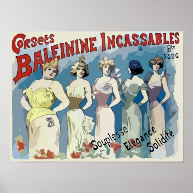 Vintag-Französisch-Corsets-Werbung Poster (Vorne)