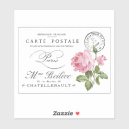 VINTAG FRANZÖSISCHER POSTCARD TRANSPARENTER STICKE AUFKLEBER