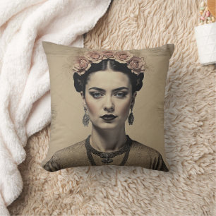 Vintag Frida Kahlo Portrait Kissen