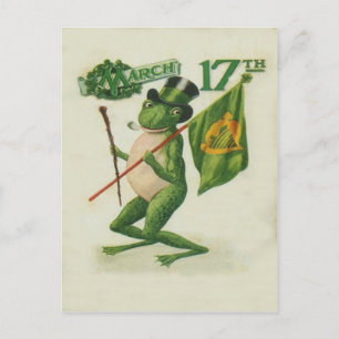 Vintag Frog Shillelagh Pipe St Patrick's Day Card Postkarte