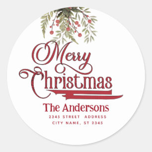 Vintag frohe Weihnachten botanische Heilige Runder Aufkleber