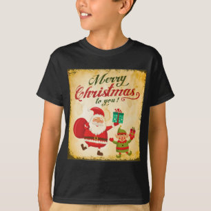 Vintag frohe Weihnachten Daning Santa and Elf T-Shirt