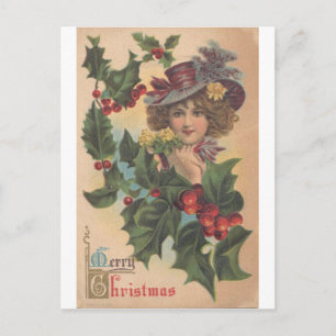 Vintag Frohe Weihnachten Gibson Girl Postcard